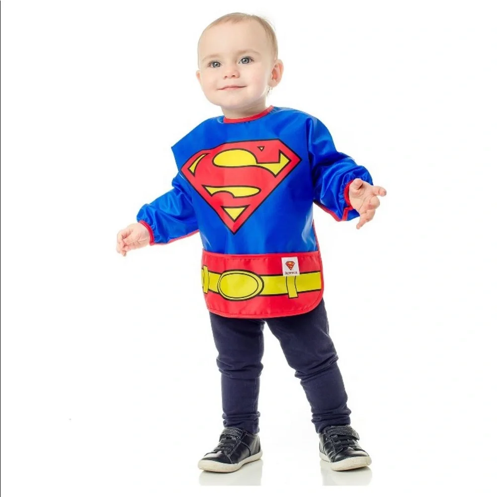 Bumpkins Bib - Superman DC Comics Costume Long Sleeved Blue Red